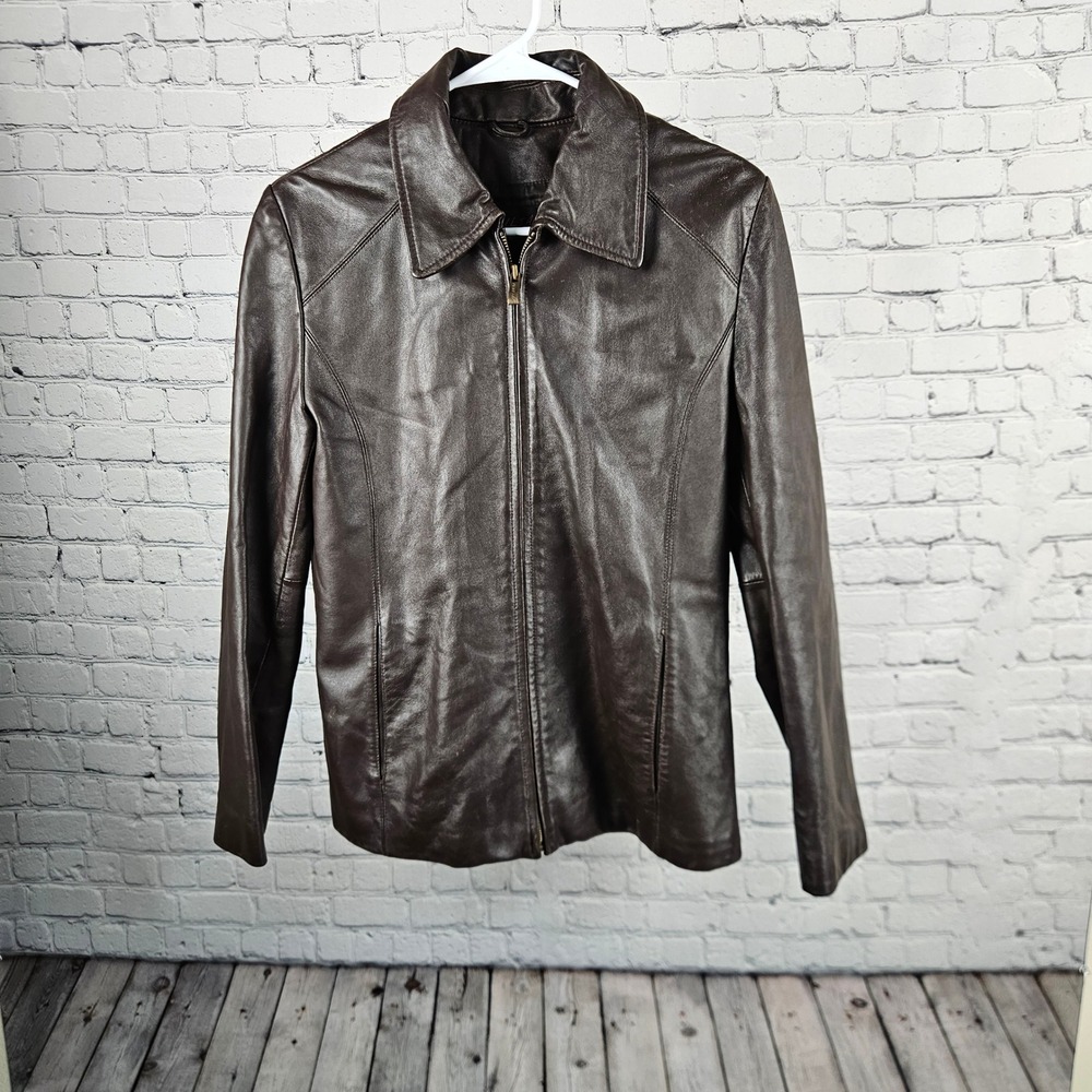 M. Julian Brown Genuine Leather Zip Front Jacket Small 00YF9066 WWZM2825
